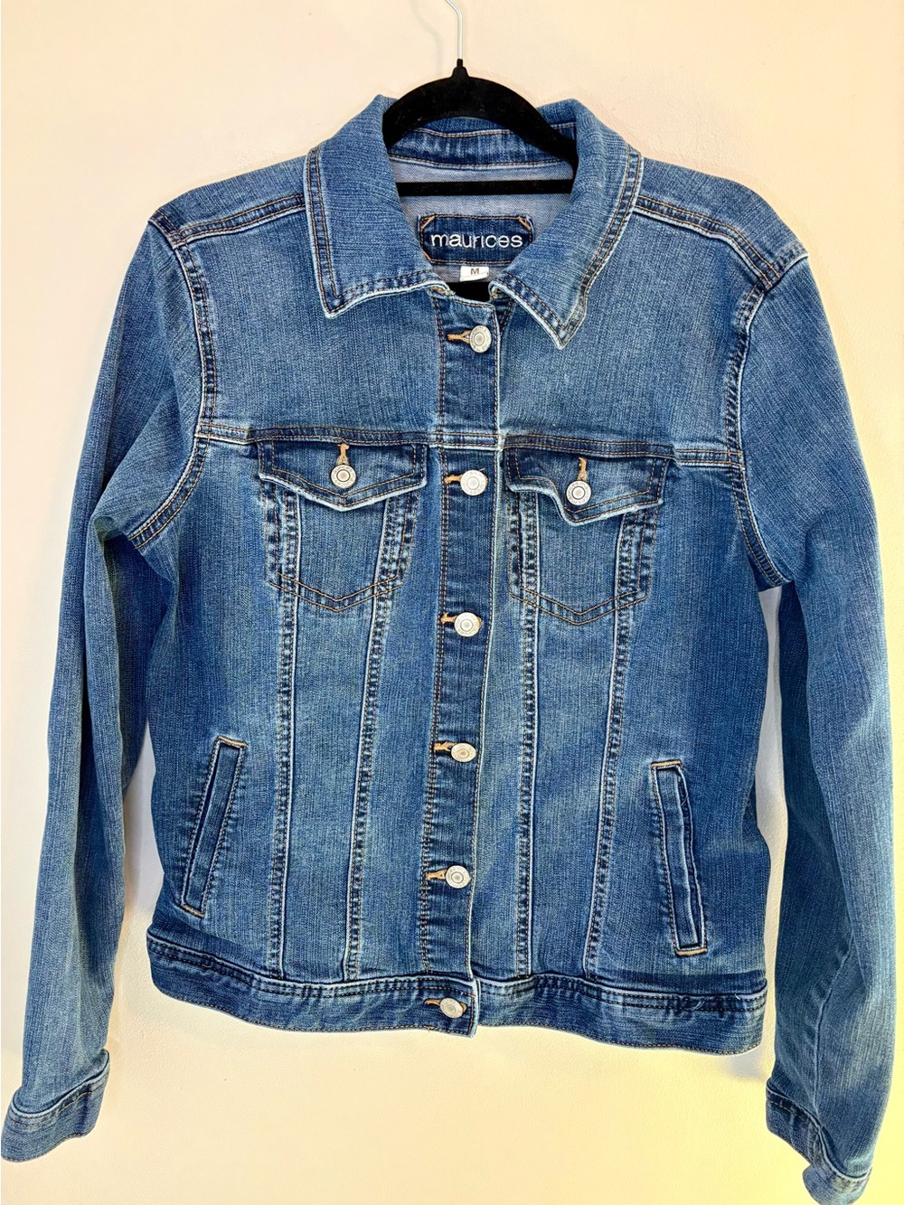 Maurices Denim Jacket Medium Stretch Classic Trucker Blue